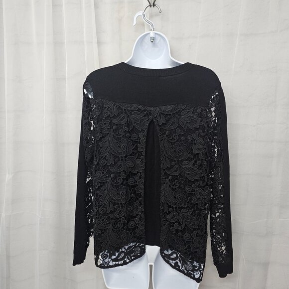 Black Lace Knit Sweater Blouse Boho Goth Fairy Whimsygoth M - Picture 5 of 10